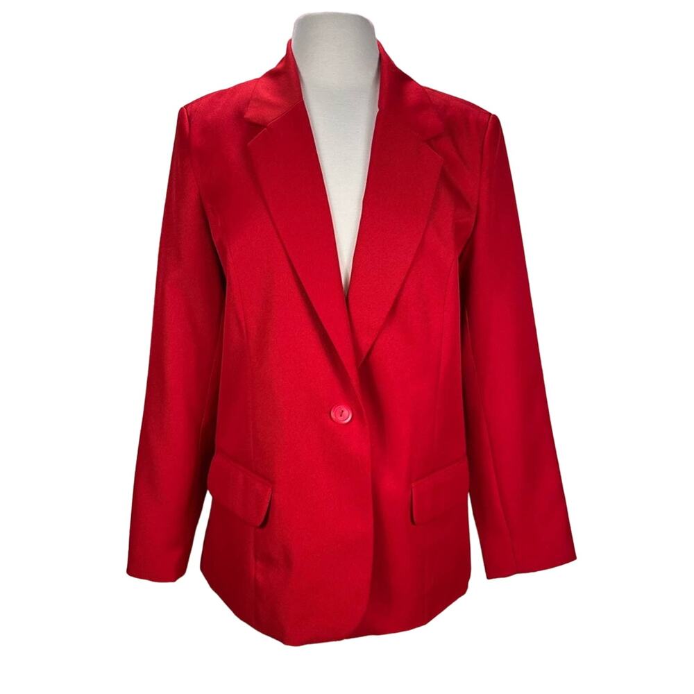 NWOT VTG BLAIR |‎ Red Single Breasted Lined Basic Blazer | Women's M